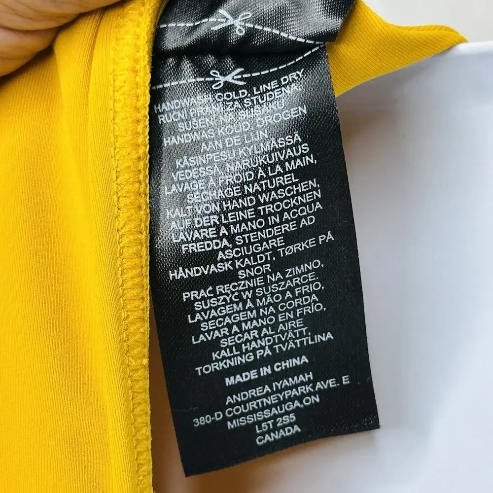 Andrea Iyamah Nayo One Piece Swimsuit yellow Halter Cut Out Spring Break Medium